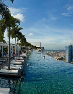 The rooftop pool at Marina Bay Sands, Singapore.