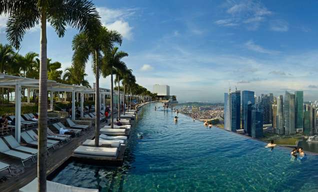 The rooftop pool at Marina Bay Sands, Singapore.