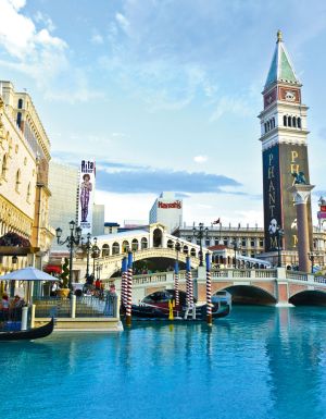 Venetian Palazzo Resort Las Vegas features gondolas around the hotel