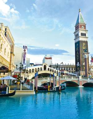 Venetian Palazzo Resort Las Vegas features gondolas around the hotel