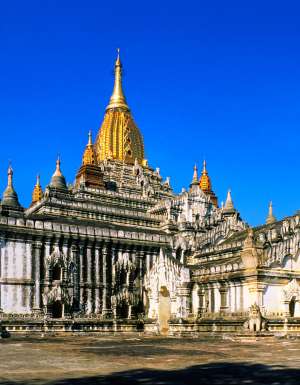 The most illustrious temple in Myanmar - the golden-spired Ananda Pahto.