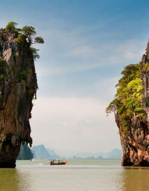 Speedboat tour around Phang Nga Bay, Phuket, Thailand.