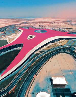 Aerial view of Ferrari World Abu Dhabi.