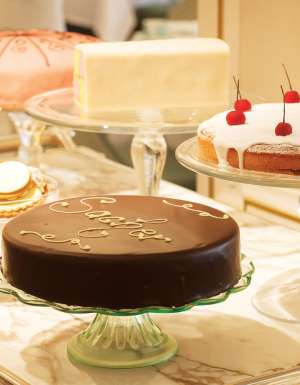 Cake time at Fortnum and Mason's Jubilee Tearoom.