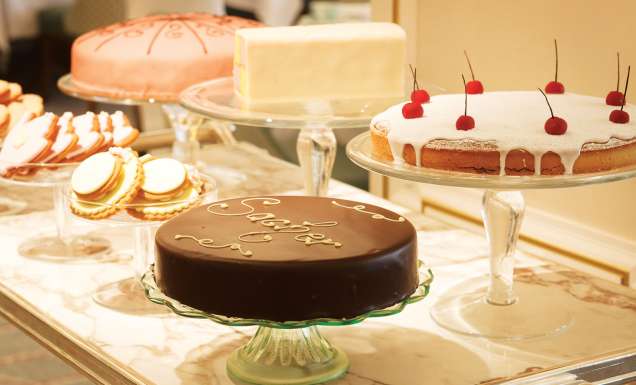 Cake time at Fortnum and Mason's Jubilee Tearoom.