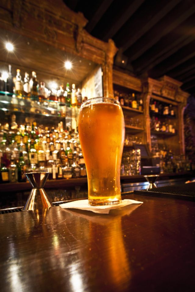A pint by the fireplace.