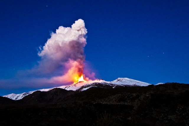 Mt Etna, an active volcano.