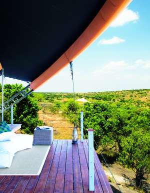 Each 'tent' at Mahali Mzuri has a private viewing deck.