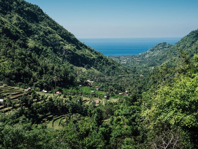 the mountain landscape in Amed, Bali
