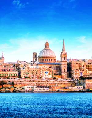 The Valletta skyline featuring St Paul's Cathedral.