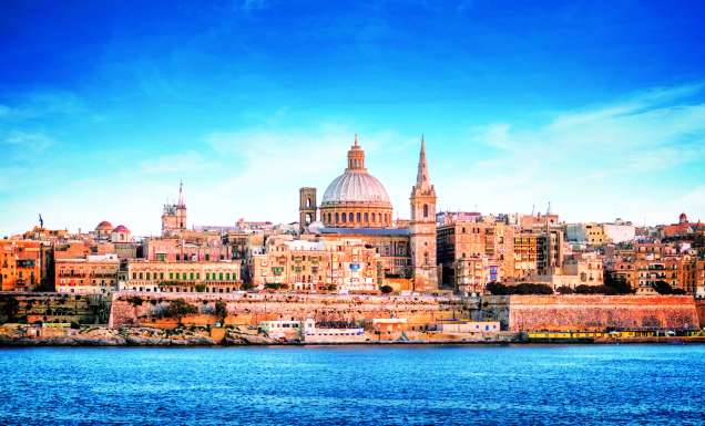 The Valletta skyline featuring St Paul's Cathedral.