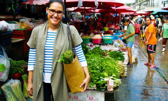 Marion Grasby at Khlong Toei market in Bangkok, Thailand.