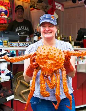 Alaskan king crabs star on the menu at Tracy's King Crab Shack in Juneau, Canada.