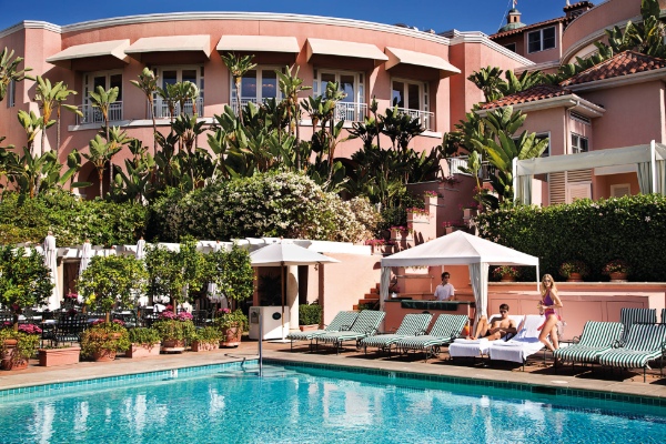 The Beverly Hills Hotel Pool and Cabanas, Los Angeles, USA