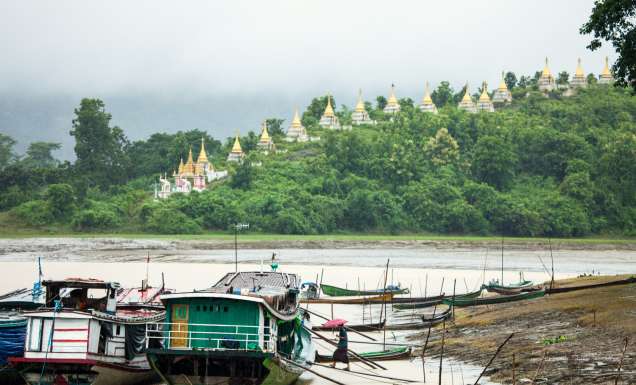 28 Buddhists stupas on the hillside at Ma Sein, overlooking Chindwin River.