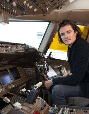 Orlando Bloom on board British Airways.