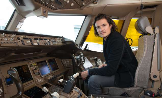 Orlando Bloom on board British Airways.