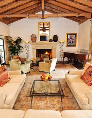 The cosy, Mediterranean-style lounge area at Cypress Inn in California, USA.