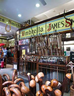 James Smith and Sons specialty umbrella store in London, England.