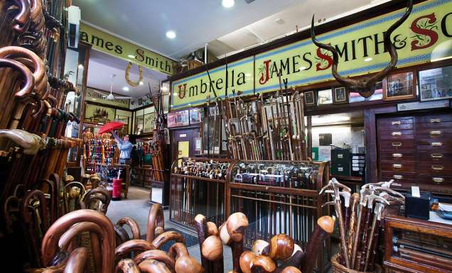 James Smith and Sons specialty umbrella store in London, England.