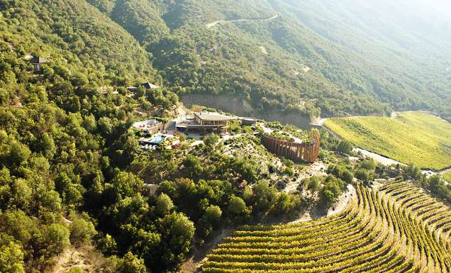 The verdant landscape of Colchagua Valley in Chile - home to the Lapostolle Residence.