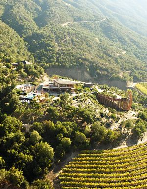 The verdant landscape of Colchagua Valley in Chile - home to the Lapostolle Residence.