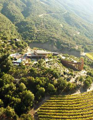 The verdant landscape of Colchagua Valley in Chile - home to the Lapostolle Residence.