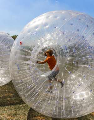 Zorbing in Rotorua, New Zealand.