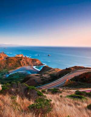 Sunset over California's Highway 1, Highway 101, Cabrillo Highway or the Pacific Coast Highway.