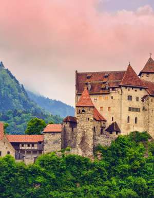 Liechtenstein, sandwiched between Switzerland and Austria.