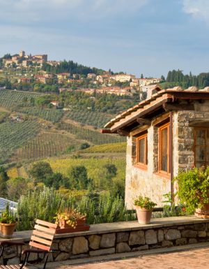 A Tuscan villa overlooking Panzano in Chianti, Italy.