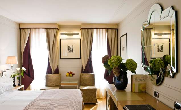 Inside a Superior Room at the Splendid Venice hotel.