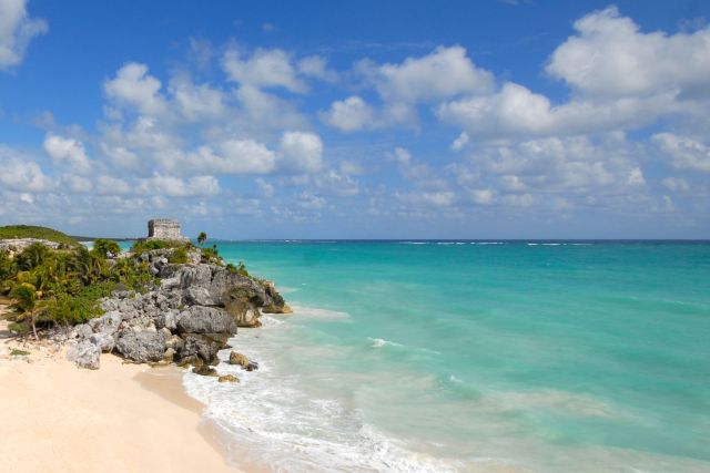 Ruins at Tulum, the most picturesque archaeological site in the Riviera Maya.