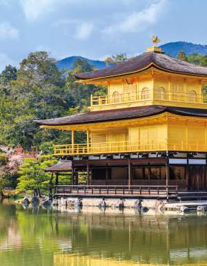 Temple of the Golden Pavilion in Kyoto, Japan.