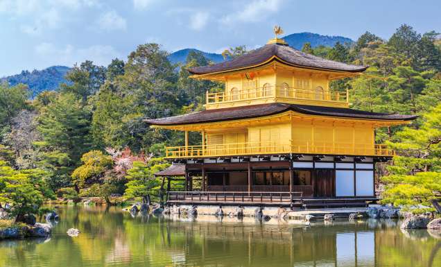 Temple of the Golden Pavilion in Kyoto, Japan.