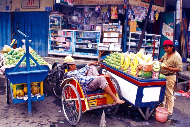 Fresh fruit at one of Jakarta's many street stalls.