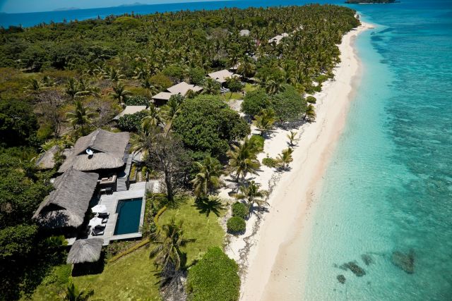 The thatched Royal Villa at Vomo Island Resort.
