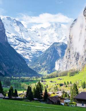 The spectacular Lauterbrunnen Valley, near Grindelwald in the Bernese Alps.