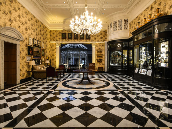 the grand checkered floor of The Savoy Hotel London