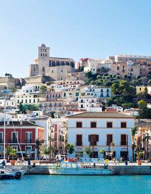 Ibiza Town as seen from the ferry to the island of Formentera.