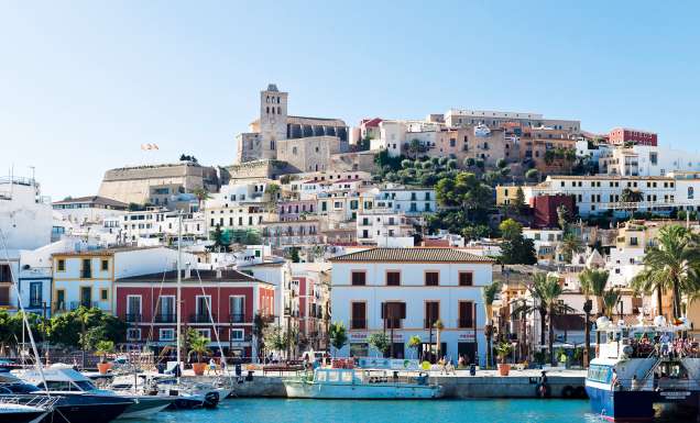 Ibiza Town as seen from the ferry to the island of Formentera.