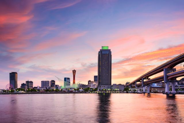 Kobe, located on Osaka Bay in Central Japan.