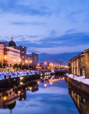 Otaru canal at night, Japan.