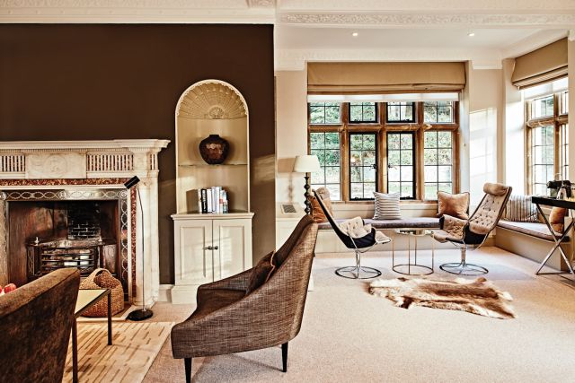 The luxe interiors at Foxhill Manor, one of three accommodation options at Farncombe Estate, outside the picturesque village of Broadway.