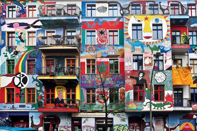 A splash of colour on houses in East Berlin.