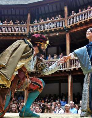 Inside Shakespeare's Globe theatre, London.