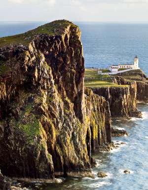 The sheer face of Neist Point on the Isle of Skye, Scotland.