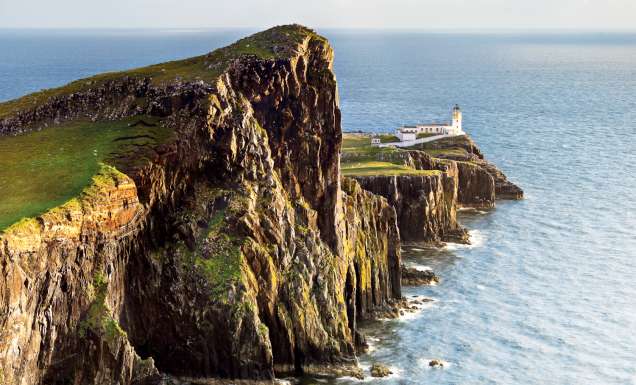 The sheer face of Neist Point on the Isle of Skye, Scotland.