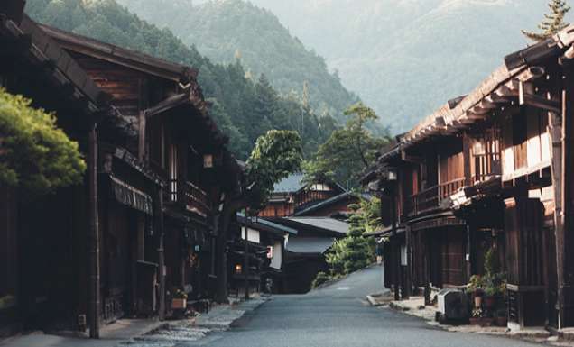 Japanese village with Ryokan houses