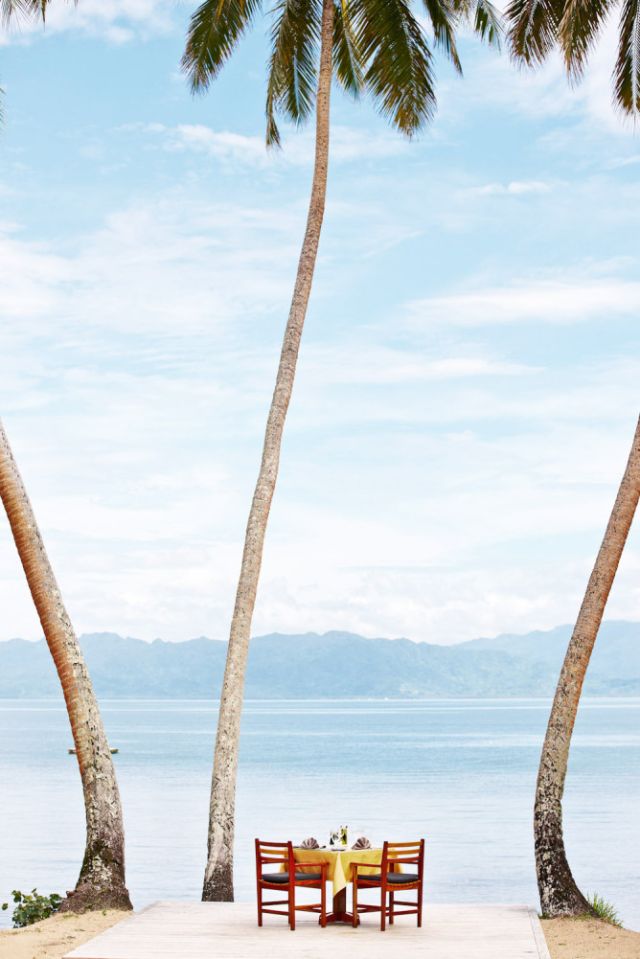 A table for two at Jean-Michel Cousteau Resort, Fiji.